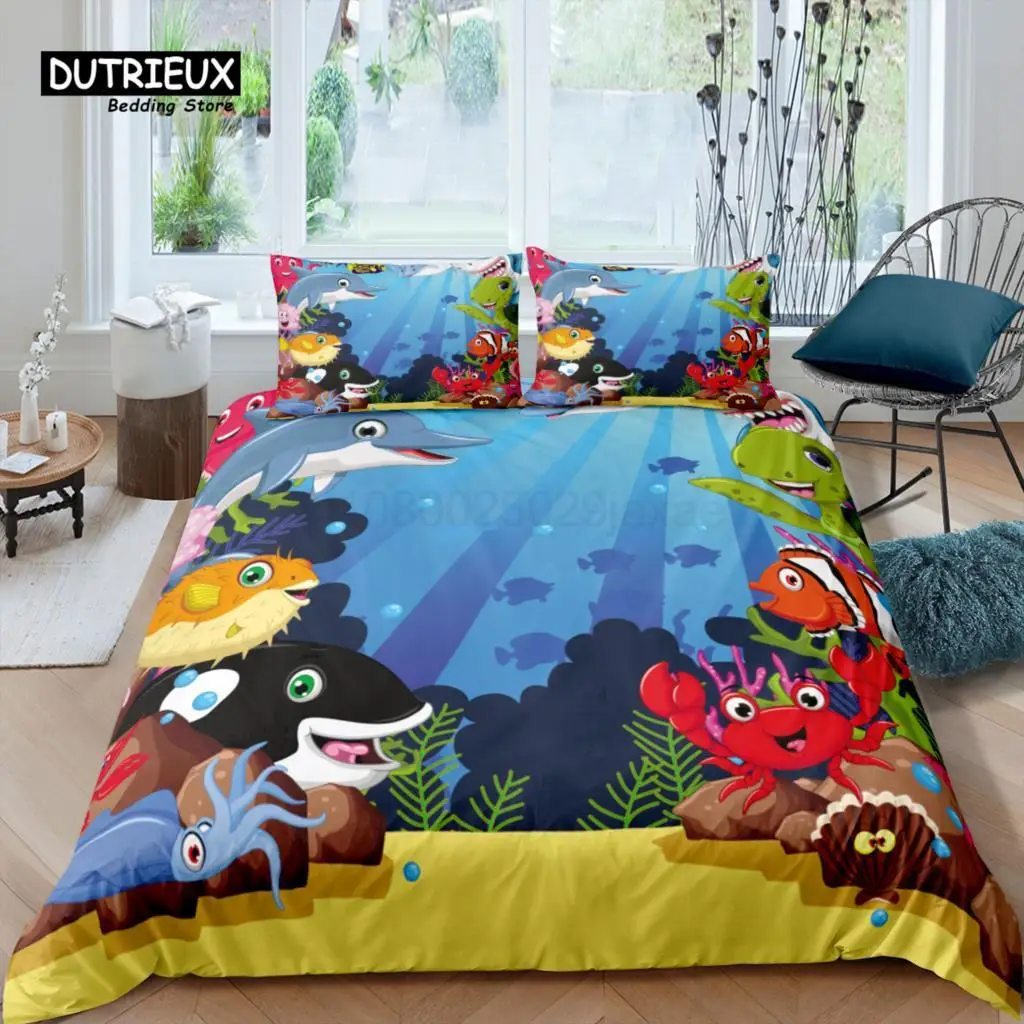 

Home Living Luxury 3D Marine Life Print Bedding Set Duvet Cover Pillowcase Kids Bedding Set Queen and King EU/US/AU/UK Size