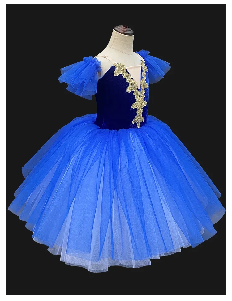 Vestido de balé azul vermelho, saia longa de dança para adultos e crianças, trajes profissionais de barriga, saias tutu, roupa de balé para meninas e mulheres