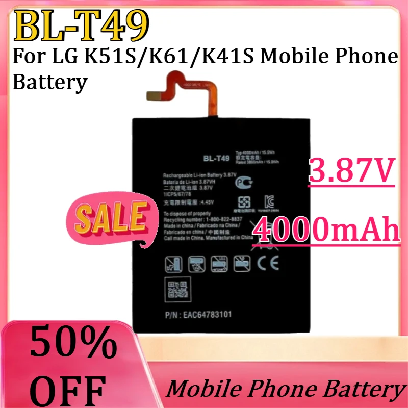 New BL-T49 3.87V 4000mAh High Quality Replaceable Battery for LG K51S/K61/K41S Mobile Phone Battery