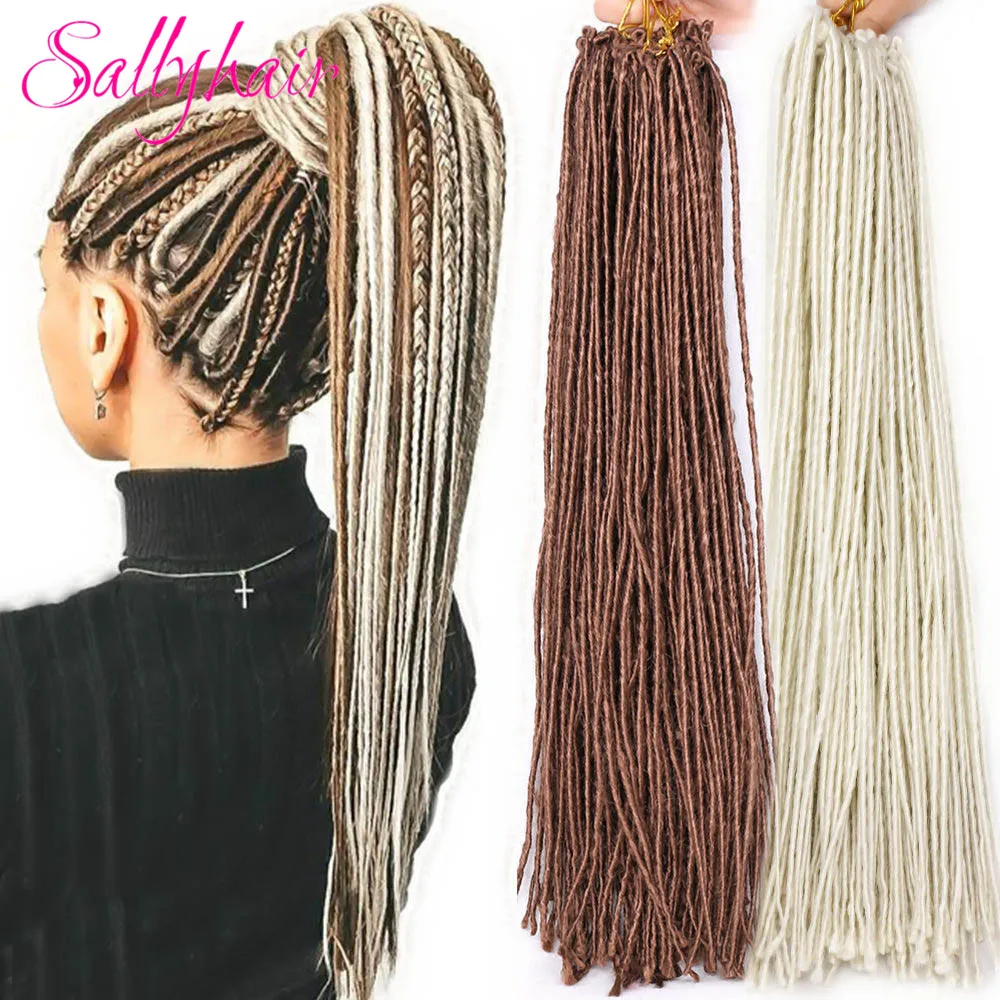 Sallyhair Synthetic Dreadlocks 1 Pack 12strands 20inch Braiding Hair Extensions Crochet Braids Hair White Pink  Black