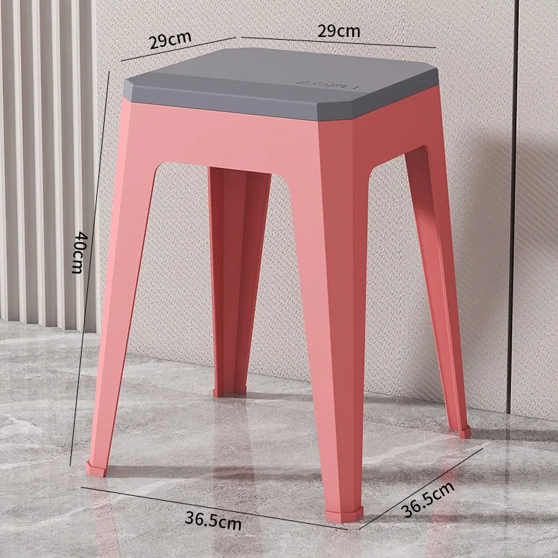 D70 Thickened plastic stool home dining table square stool modern simple durable chair