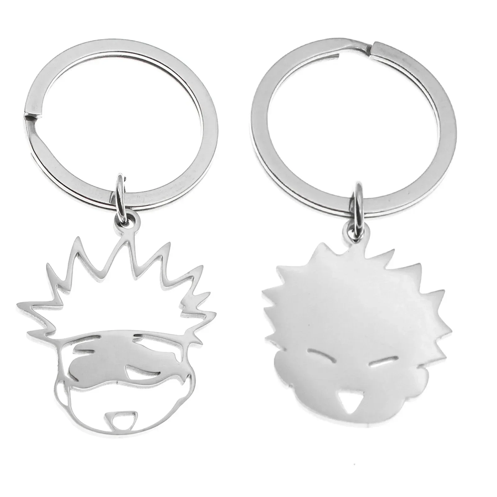 Cartoon Japan Anime JJK Keychain Gojo Satoru Cosplay Stainless Steel Pendant Keyring For Fans Gifts