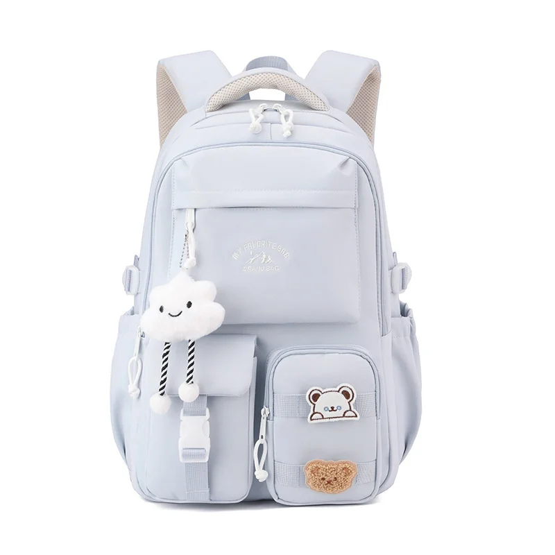 Bear Cloud Y2K Backpacks Ins Pendant Students Double Shoulder Bag Back To School College School Girl High Capacity Backpacks New