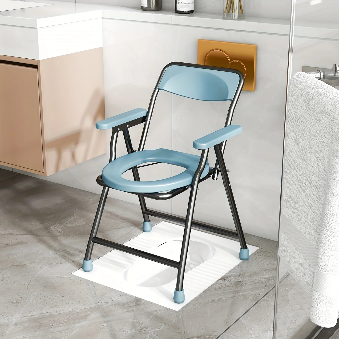 كرسي مرحاض قابل للطي من الفولاذ الكربوني، مقاوم للصدأ وسهل التنظيف، مناسب للحمام والمراحيض المؤقتة الخارجية، كرسي مرحاض قابل للتعديل من الفولاذ الكربوني، مقاوم للصدأ وسهل التنظيف، مناسب للاستخدام المؤقت في الحمام والخارج