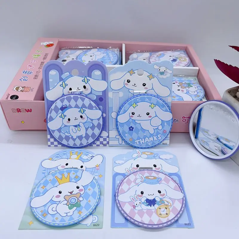 36pcs Sanrio Cinnamoroll Anime Cartoon Mini Mirrors Cute Handheld Single Sided Mirror Kawaii Girls Makeup Portable Mirror Gifts