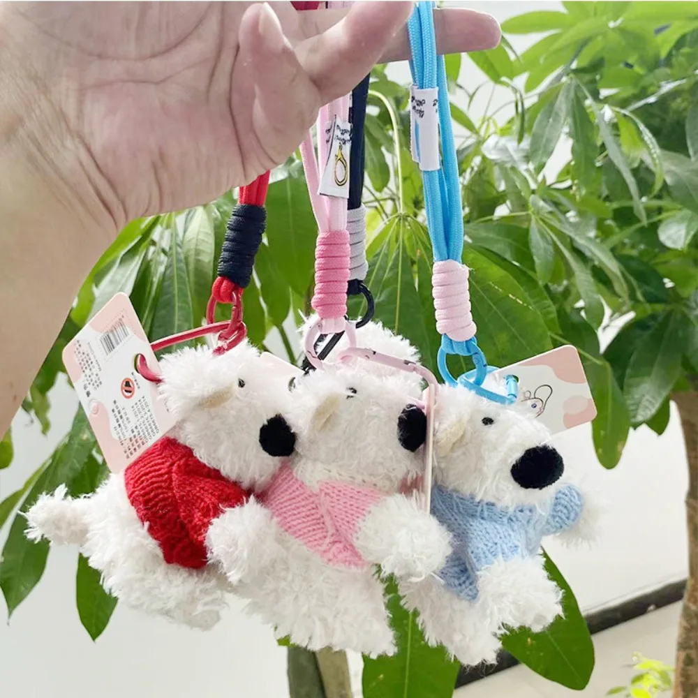 Creative Western Highland Dog Keychain Bag Accessories Hangings Ornament Plush Toy Doll Cute Plush Hangings Car Keys Accessories