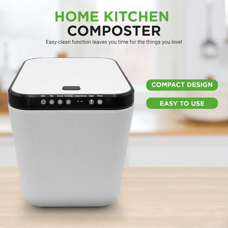 Compostor de cocina eléctrico Nutrichef 3L: material orgánico y restos de alimentos de Compost |   Contenedor de abono automático para encimera, blanco