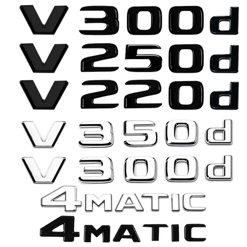 Car Trunk Nameplate Letters Logo Emblem Badge Sticker For Mercedes Benz V Class W447 V250d V300d V350d V220d 4MATIC Accessories
