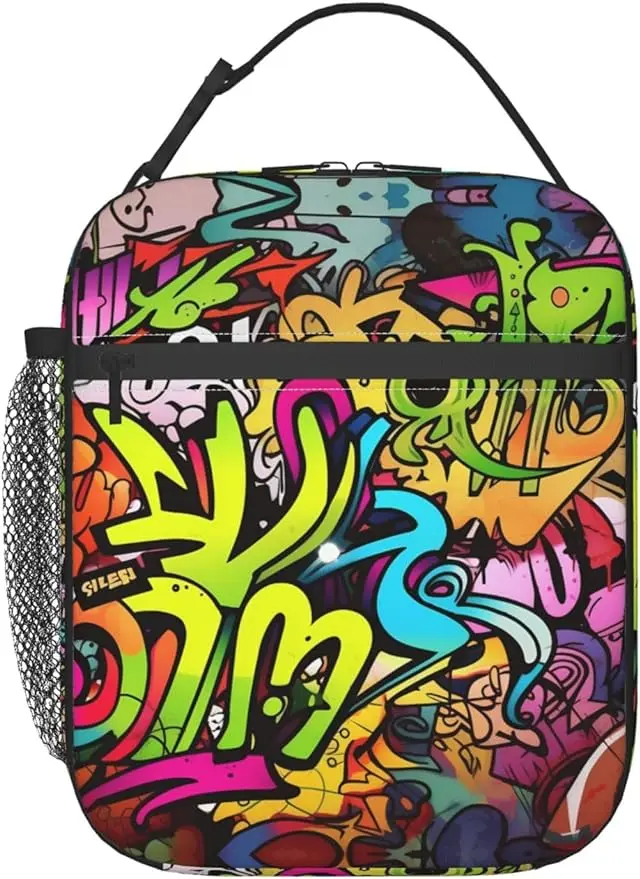 

YAzgaN Graffiti Drawing Insulated Lunch Bag For Men Women Adults,Small Lunchbox For Work,Picnic Portable Small Reusable