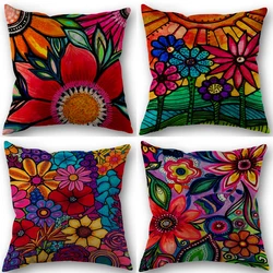 Vibrant Mexican Cactus Pillow Covers Linen Throw Pillowcases For Living Room Bedroom Couch Sofa Home Decor