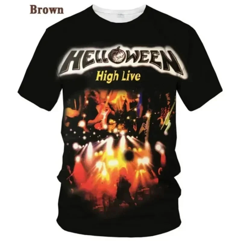 New Popular Rock Helloween Band Print T-Shirts 3D Men Women Fashion Oversized Short Sleeve Tee Shirt Summer Kid Y2k Top Clothing