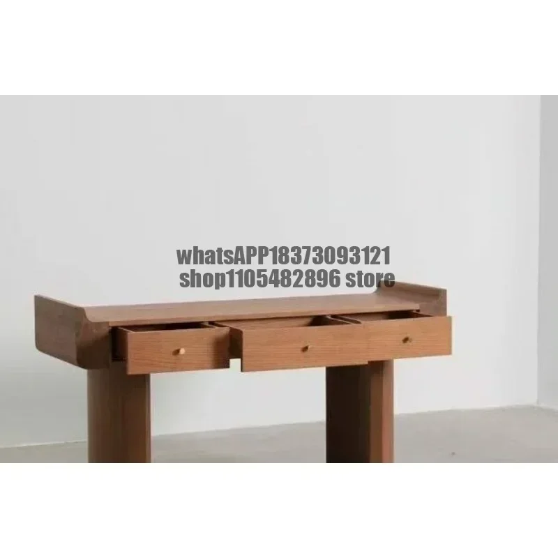 Medieval style solid wood walnut desk French retro high-end sense home living room writing