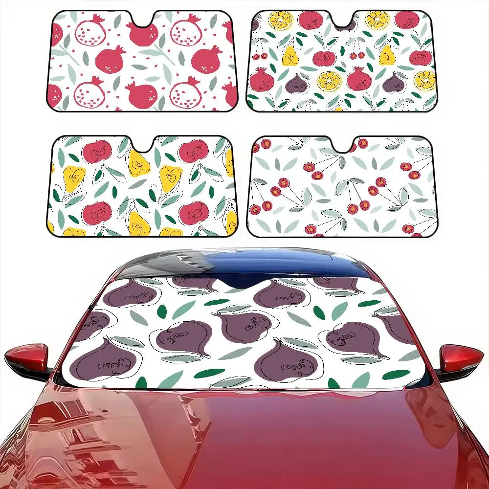 

Graffiti Fruit Car Windshield Sunshade - Anime Cute Design, 70x130cm, Heat Reflector, Auto Sun Visor For All Cars