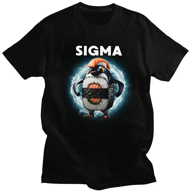 Camiseta Sigma Italian Brainrot Meme pingüino Sushi para hombre, camiseta de manga corta a la moda, ropa ajustada, regalo