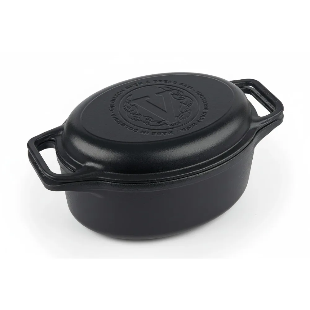 

6-Quart Oval Cast Iron Dutch Oven & Skillet Combo Cooker Set, Bread Baking Pot for Home Chefs