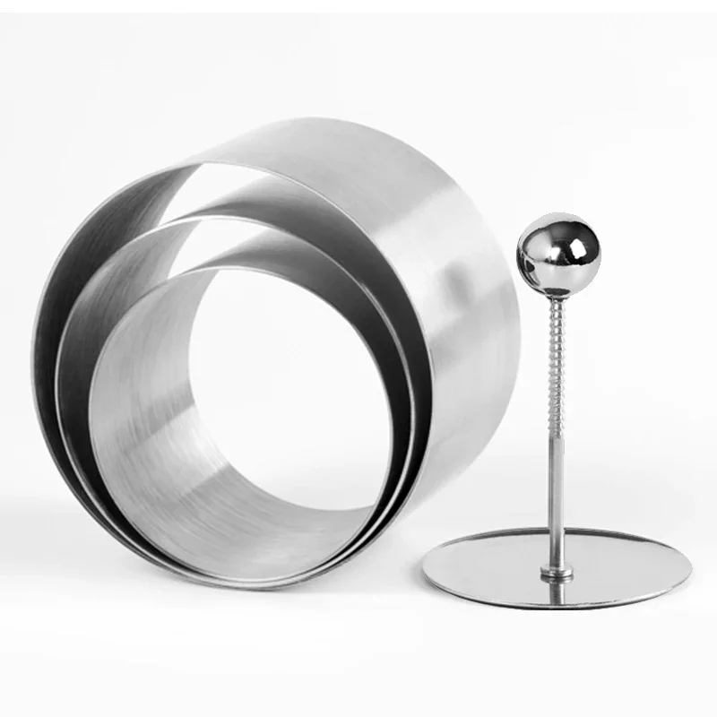 Stainless Steel Round Cold Dish Molds with Pusher, Salad Fried Rice Shaping Mold, Kitchen Food Styling Decor Tools