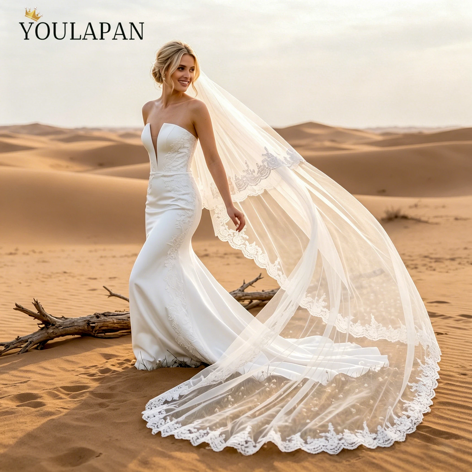 

TOPQUEEN V105 Lace Edge Wedding Veil with Blusher Two Tier Bridal Veil Long Wedding Lace Veil Cover Face Wedding Accessory Woman