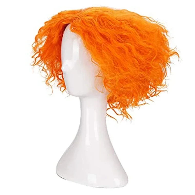 Alice in Wonderland 2 Mad Hatter Cosplay Wigs Tarrant Hightopp Orange Wig Short Curly Heat Resistant Synthetic Hair Wig