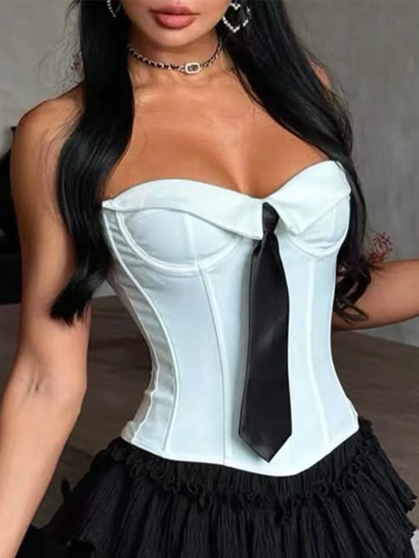 Camiseta sin mangas con corsé blanco y espalda descubierta para mujer, tops sexys para fiesta y club de verano, top de tubo con lazo recortado, ropa de calle a la moda para mujer 2025