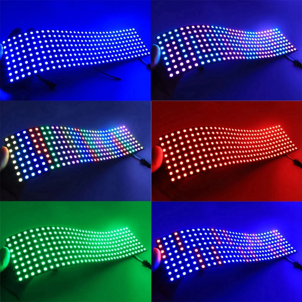 1 ~ 2PCS WS2812B 8X8 16X16 8X32 LED Pixel Panel Flexible Matrix Bildschirm WS2812 RGB Led Modul Individuell adressierbare IC DC5V