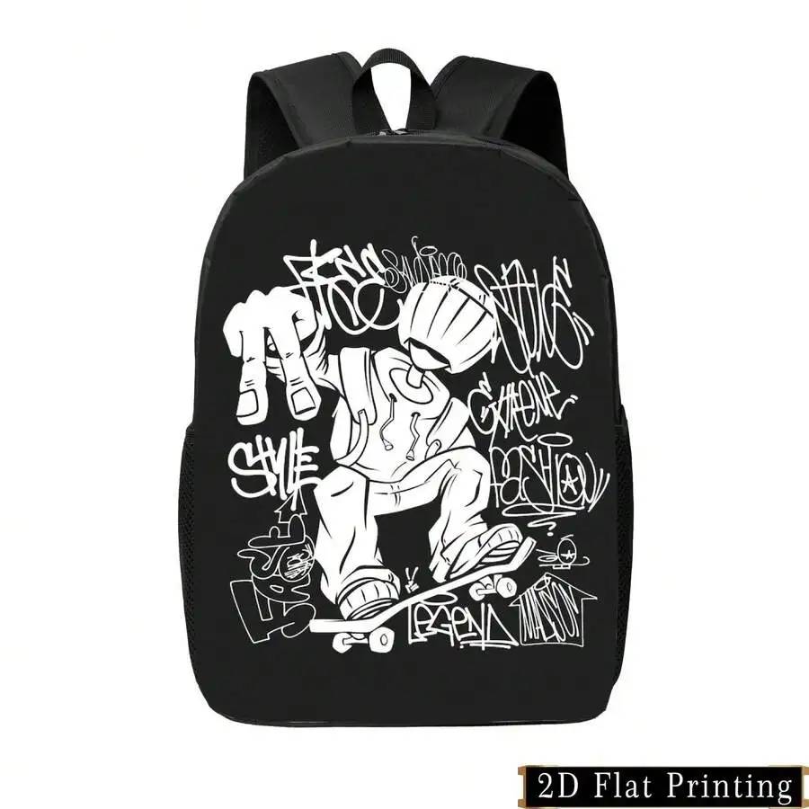 Graffiti Skateboard Print Lightweight Backpack for Adults
