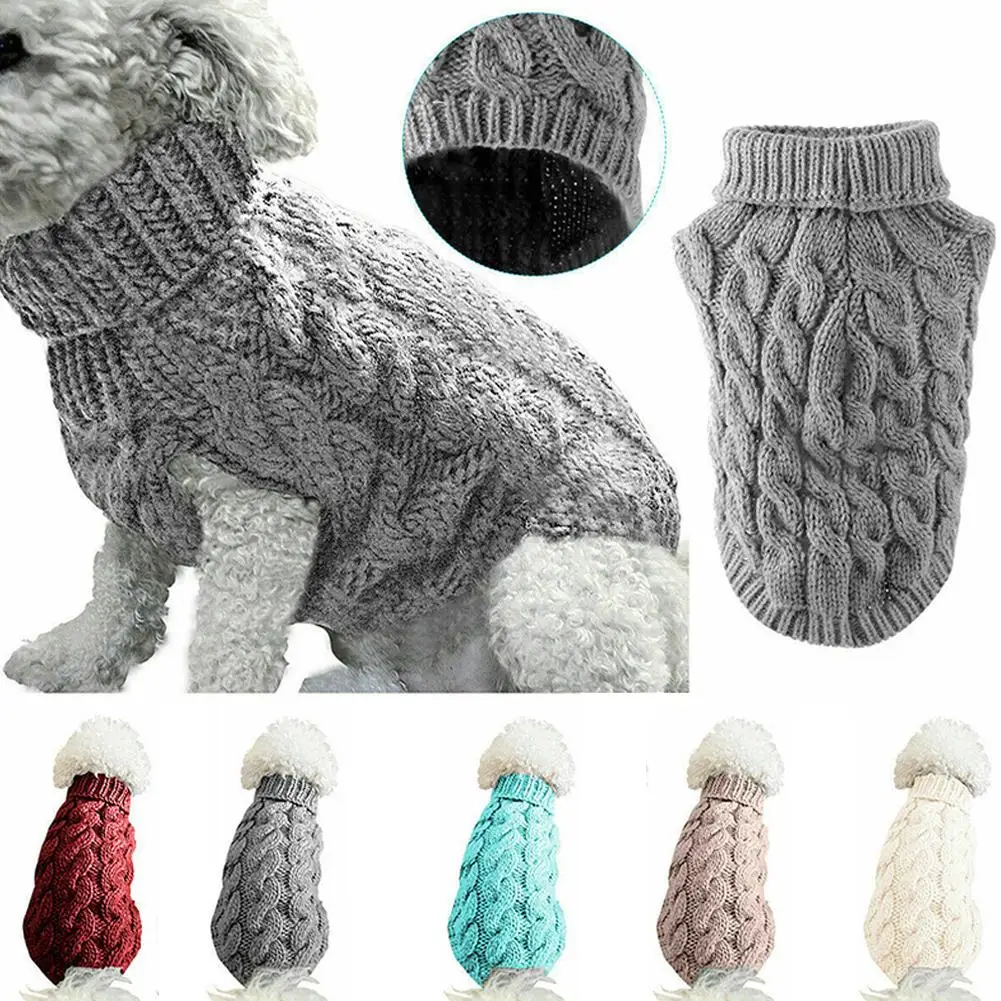 Dog Sweaters for Small Dogs Winter Warm Dog Clothes Turtleneck Knitted Pet Clothing Puppy Cat Sweater Vest Coat B6B9