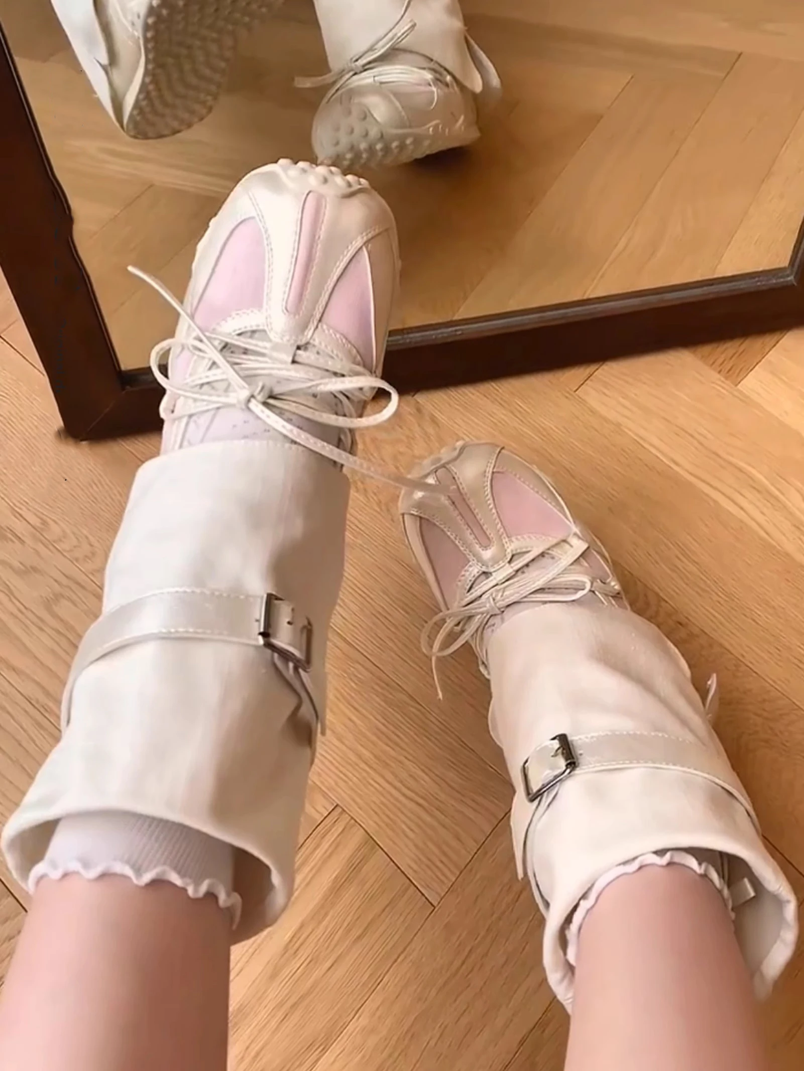 バレエスタイルカジュアルメリージェーンシューズ-レディース-2025夏新作-スリッポン-多用途-ショートブーツ-韓国風-ラウンドトゥ-プラットフォームヒール