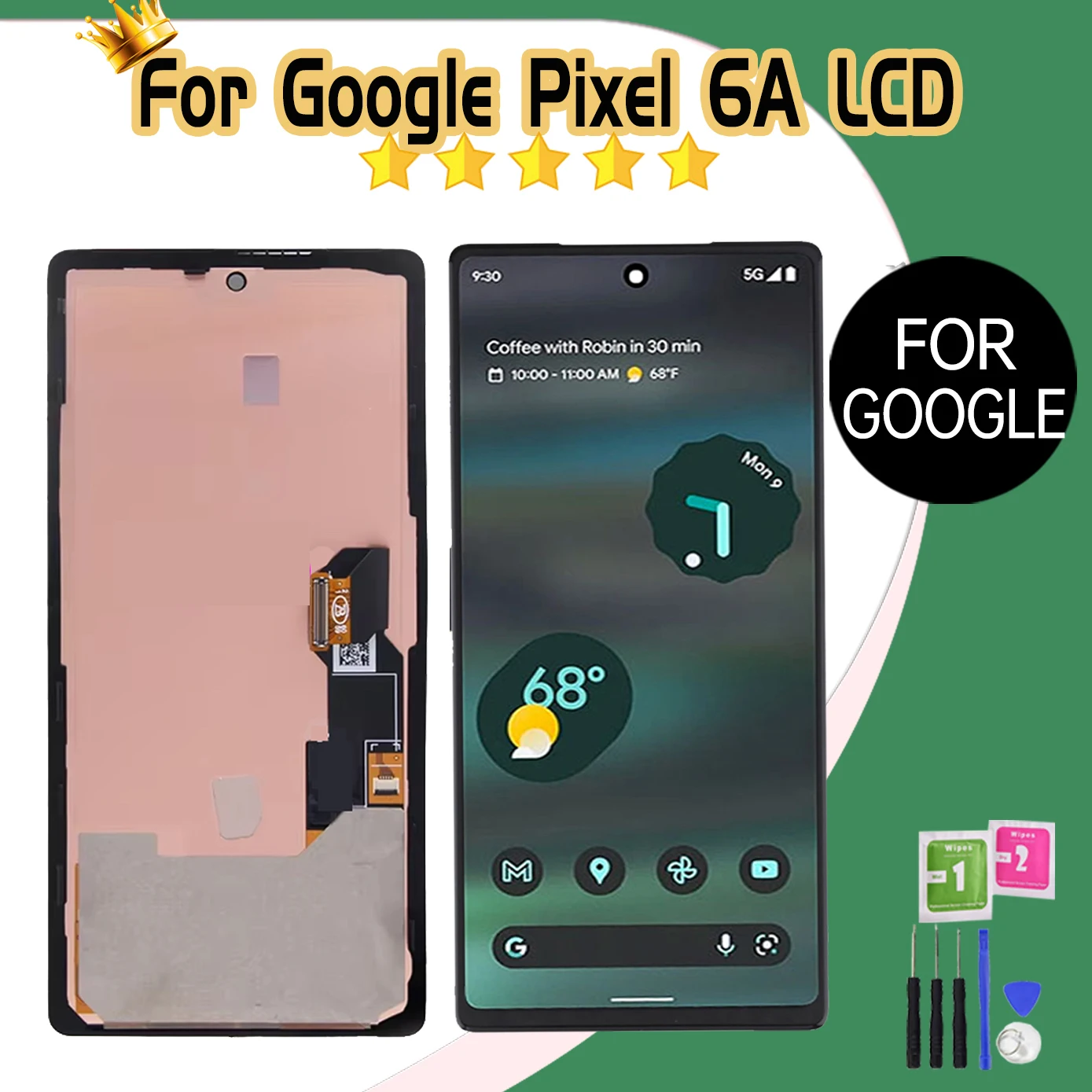 OLED/TFT Display for Google Pixel 6a GX7AS GB62Z G1AZG GB17L Lcd Display Touch Screen with Frame Pixel 6A Screen Assembly