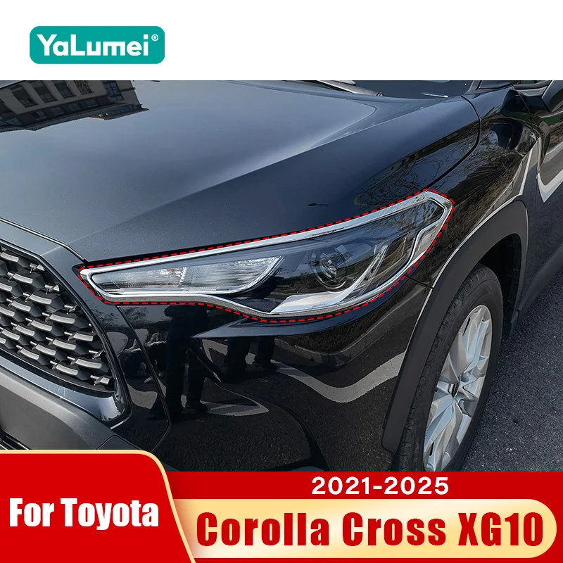 

For Toyota Corolla Cross XG10 2021 2022 2023 2024 2025 Hybrid Car Front Headlight Eyebrow Eyelids Trim Cover Accessories