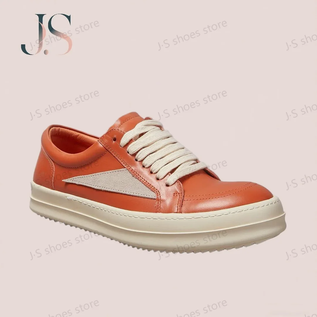 

Ro Designer Brand Men Sneaker Women Orange Leather Shoe Casual Shoes Low Top Sneakers Lace Up Cowhide Thick Sole Flat Shoe Boot