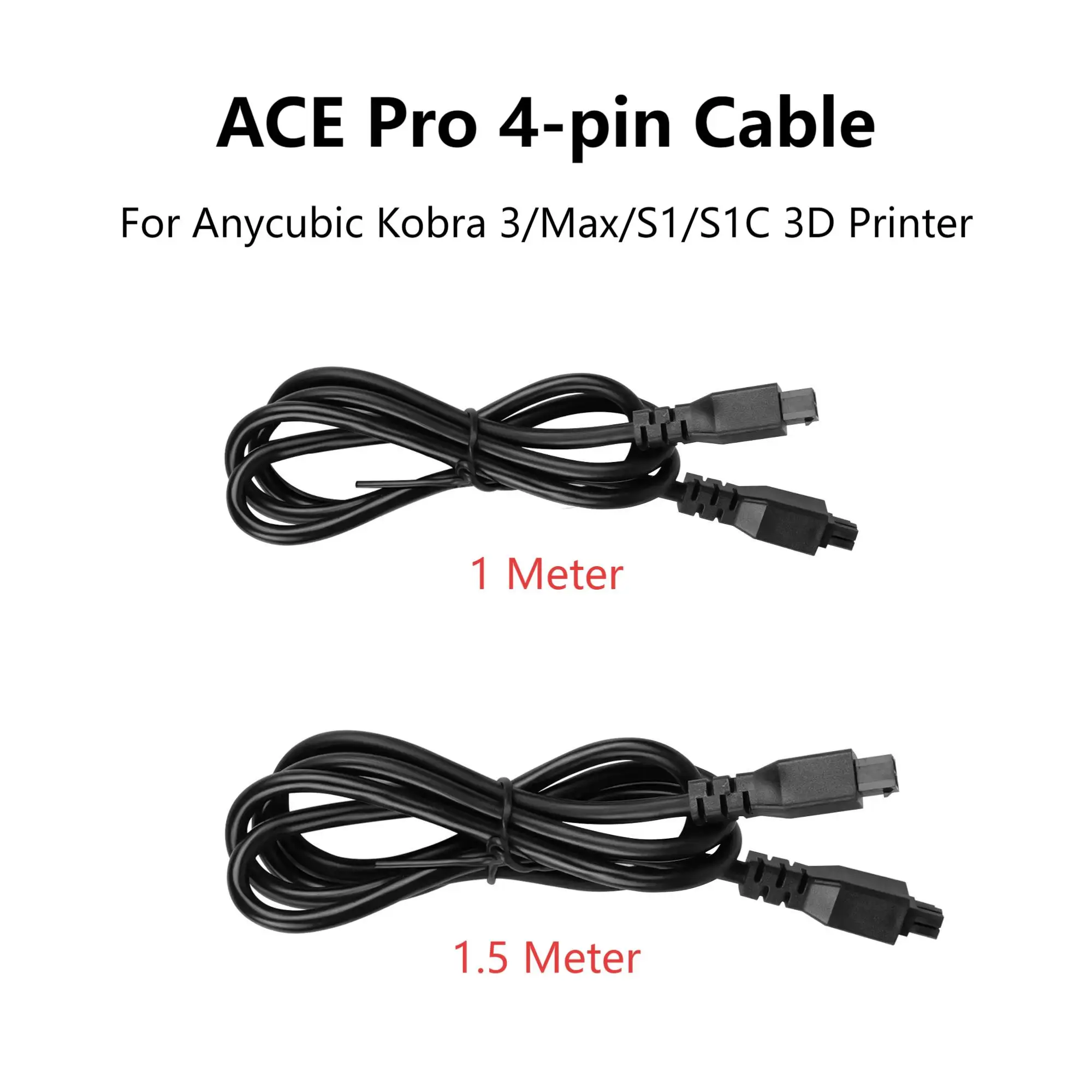 

For Anycubic Kobra 3 Combo 4-pin Data Cable ACE Pro Extension Cable 1M 1.5M With Magnetic ring For Kobra 3/Max/S1/S1C 3D Printer