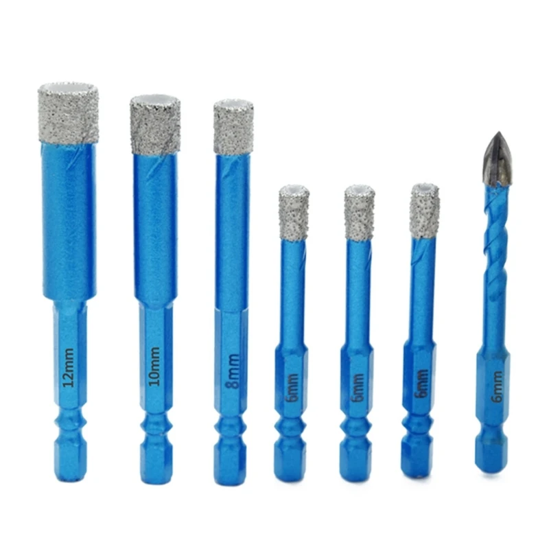 

7Pcs Dry Diamond Drills Bit Set Drills Bit For Granites Marble Tile Ceramic Dropship