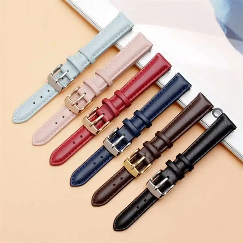 Fashion Soft Durable Pink Red Blue Genuine Leather Watchband 12 14 16 17 18 20Mm Pin Clasp Swift Strap Fit For Brands Watch SALE