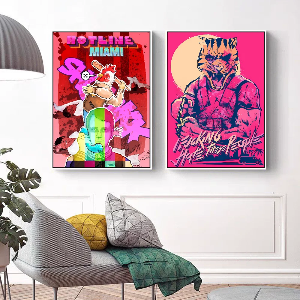 الخط الساخن-ميامي اليابانية أنيمي الجدار شنقا نسيج ، الطباعة الفنية ، ديكور المنزل #5