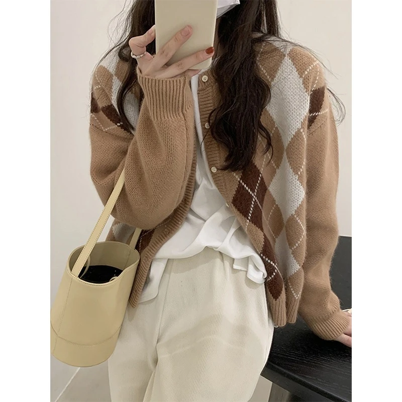 سترة نسائية متباينة موديل 2025 سترة كسول متماسكة من Ropa Mujer سترة خريفية ناعمة على طراز Preppy تسحب ملابس نسائية شتوية