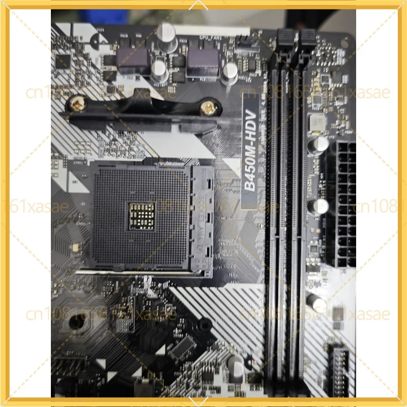 Used ASRock B450M-HDV R4.0 AM4 mATX Motherboard B450 DDR4 M.2 HDMI Support AMD Ryzen 1/2/3 Gen CPU view 3