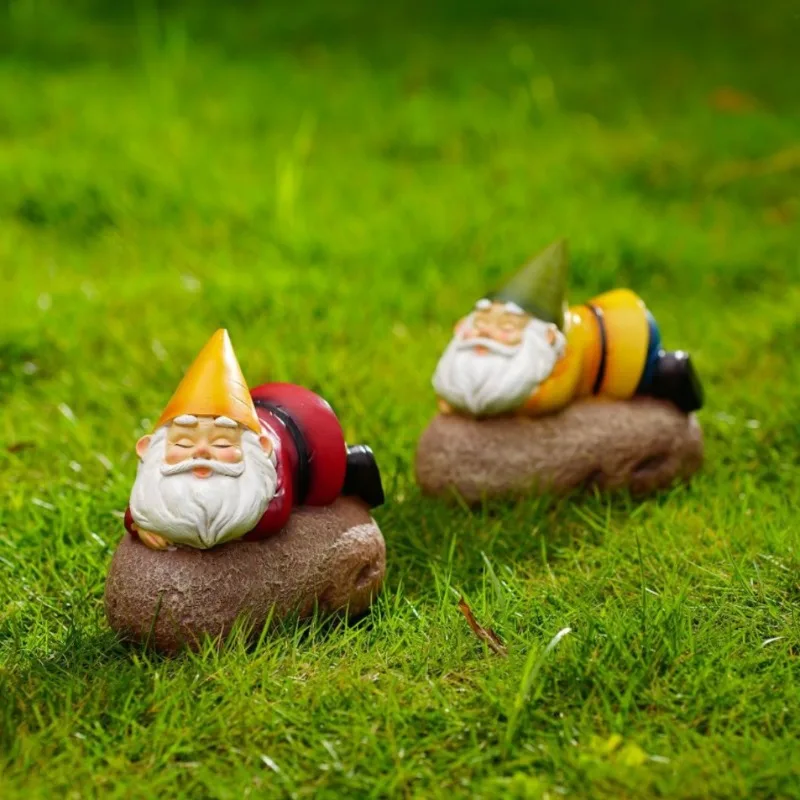 تمثال حديقة جنوم يعمل بالطاقة الشمسية ديكور خارجي من الراتنج زخرفة حديقة خرافية للفناء والحديقة متينة مقاومة للطقس