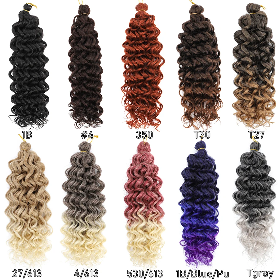 TOMO Ocean Wave Crochet Wavy Hair Synthetic Hawaii Curly Braiding Hair 18/24 Inch Afro Curl Ombre Water Wave Braid For Women