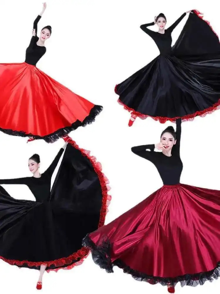 Women Gypsy Swing Skirt Chorus Stage Performance Spain Bullfighting Big Dance Costumes Flamenco Skirts Spanish Clothes