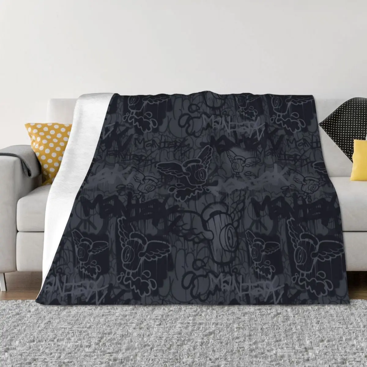 

Black and Grey Spray Cap Angel Print by Maniak Throw Blanket Kid'S Warm Sofa Luxury Blankets