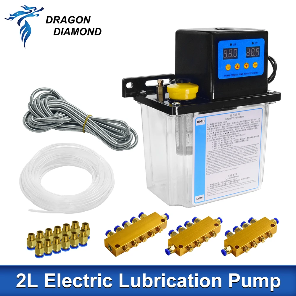 

1L 2L Lubricant Pump 220V 110V Automatic Lubricating Oil Pump with Pressure Gauge CNC Electromagnetic Lubrication Pump