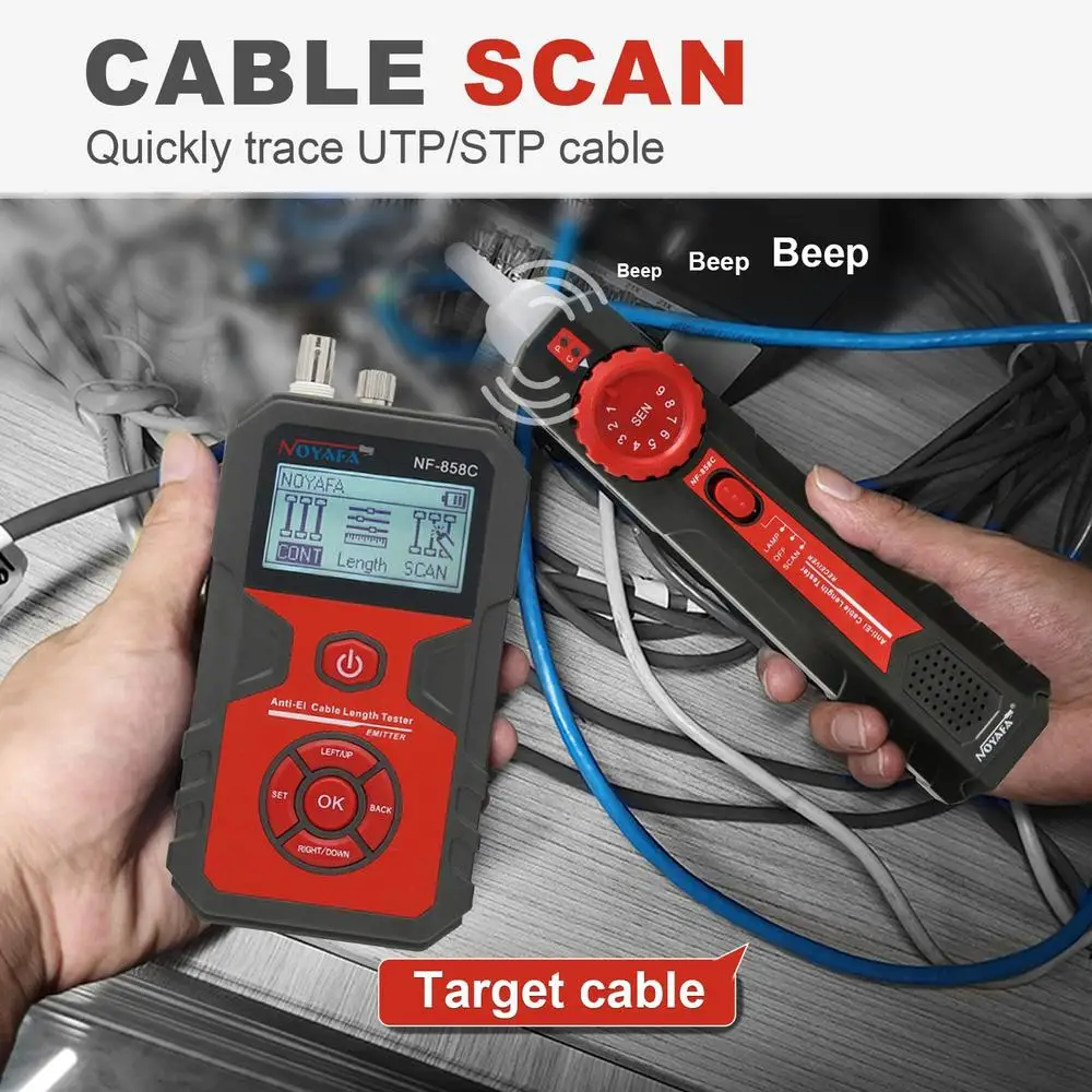 Probador de Cable de red RJ11 RJ45 Ethernet tóner POE con localizador Visual de fallos probador de Cable recargable probador POE longitud del Cable