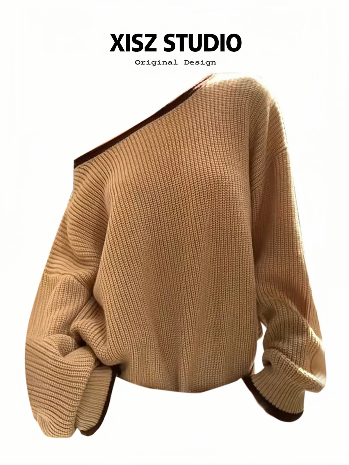 

Women Khaki Pullover Knitted Sweater Harajuku Y2k Long Sleeves Slash Neck Sweater Jumper Vintage 2000s Aesthetic Clothes 2025