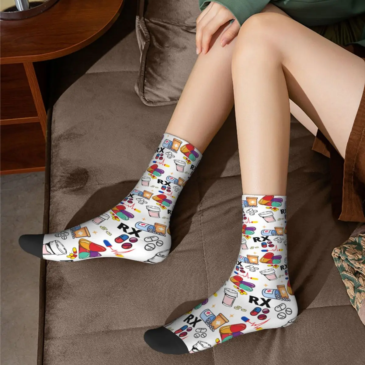 Pharmacy Pattern Pills RX Socks Harajuku High Quality Stockings All Season Long Socks Accessories for Unisex Gifts