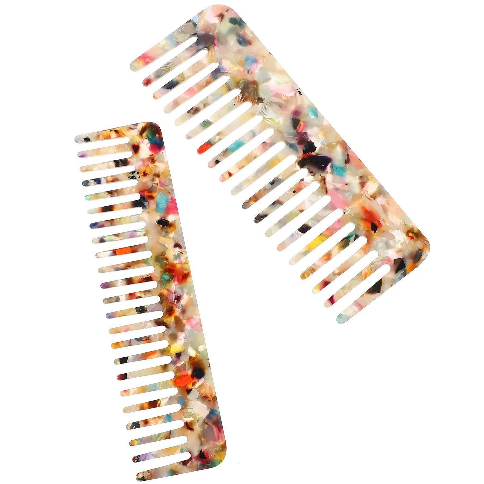 

2Pcs Marble Texture Hair Comb Wide Tooth Detangler Scalp Massage Styling Combs for Women Men Thick Curly Hair Home Travel