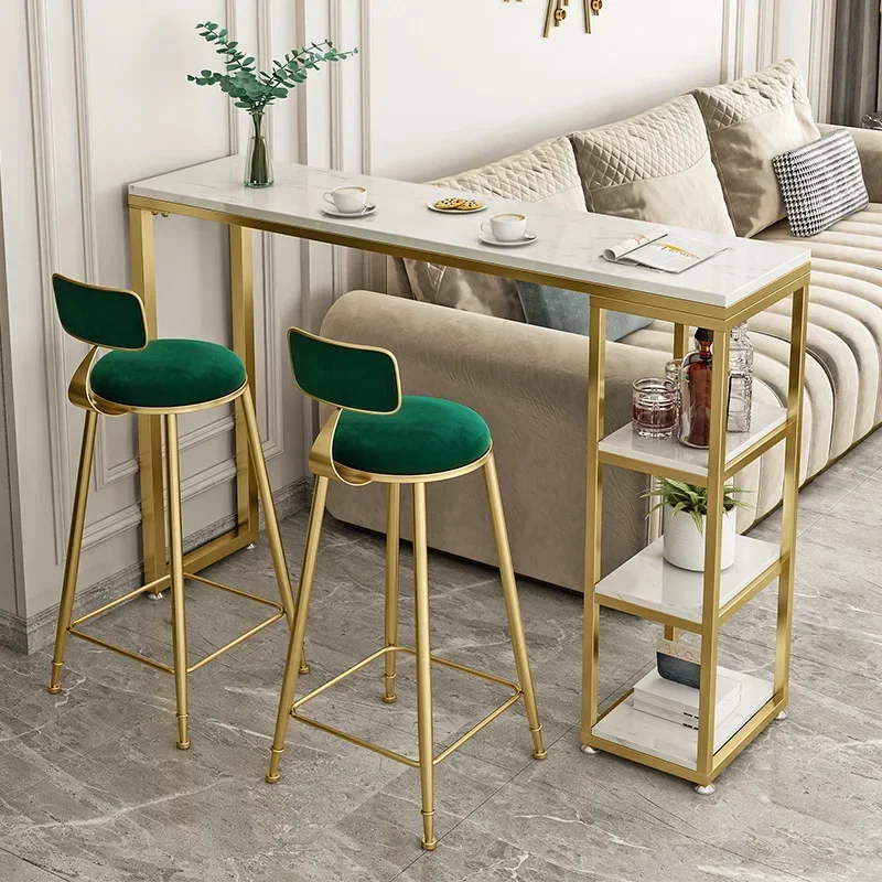 Nordic Marble Bar Table Household Simple Kitchen Living Room Partition Bar Table High Foot Table And Chair Combination Wine Cabi