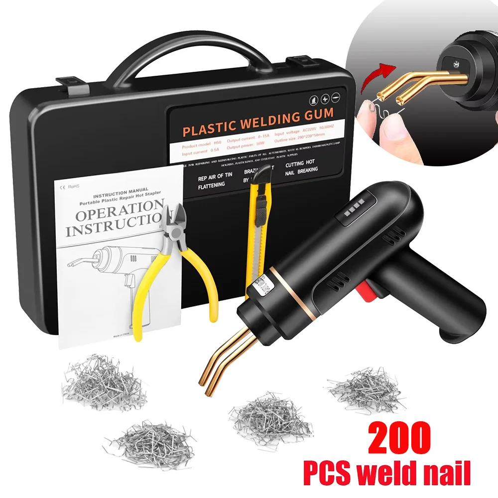 

200W Hot Stapler Rechargeable Plastic Welding Machine Bumper Repair Kit USB Rechargeable Plastic Welder Repair Tools
