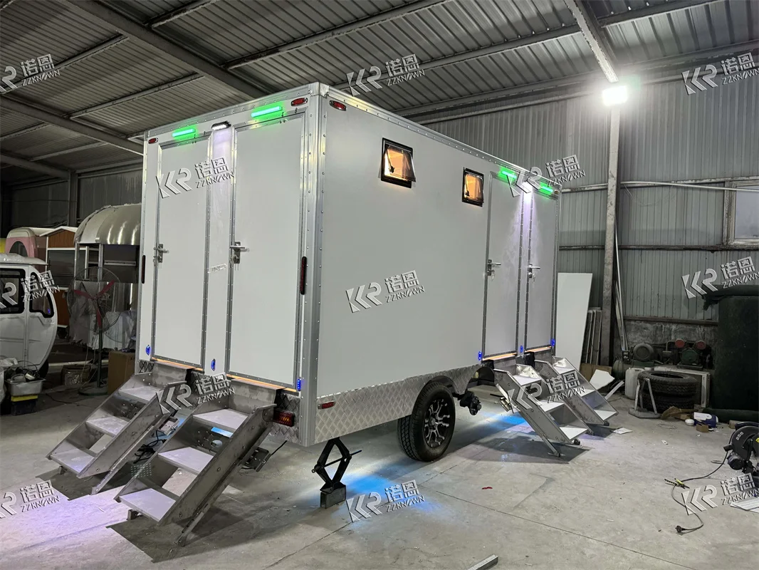 4 Room Portable Trailer Toilet Mobile Toilets Outdoor Luxury Restroom Trailer Factory Toilet Trailer Mobile Bathroom Trailer