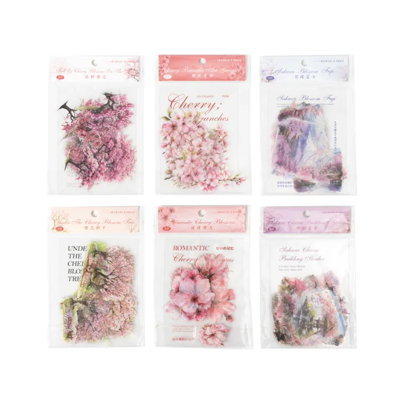 20Sheets Cherry Blossom Sticker Encounter paper Blossom Rain Arts Package Crafts material stickers Crafts Scrapbooking 162*110mm image 4