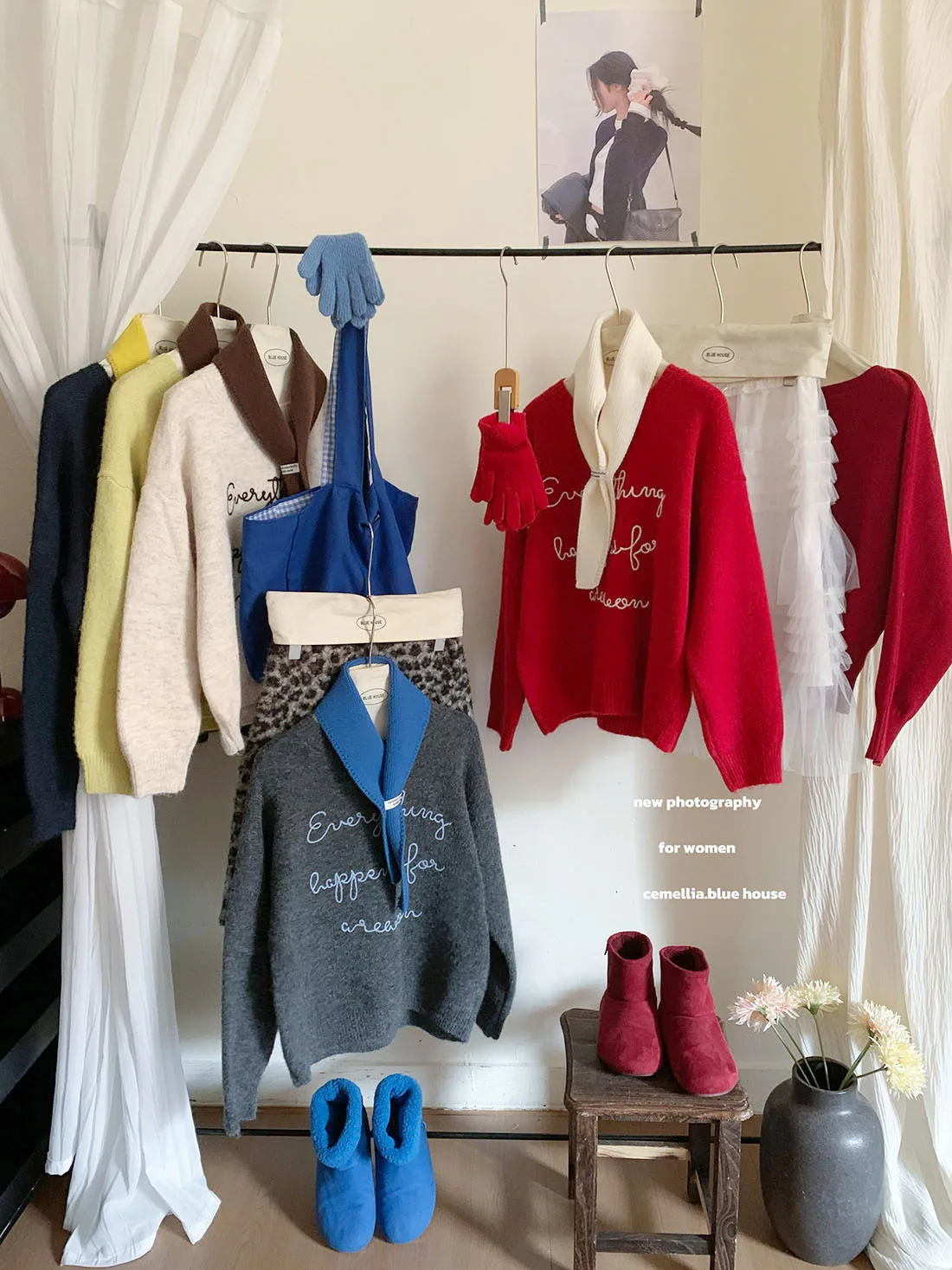 

Women's Knitted Sweater Scarf Set Embroidered Letter Pattern Winter Comfortable Soft Long Sleeve round Neck Two-Piece Ensemble